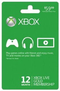 New Xbox 360 12 month Live Gold Membership Subscription Ship or Email 