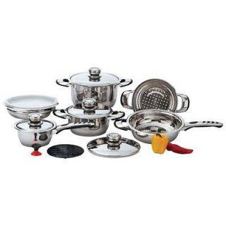 12pc 9 Ply Surgical Stainless Steel Cookware Set Thermo Control Knob