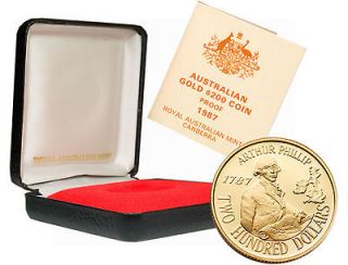 1987 australian $ 200 arthur philip gold coin proof time