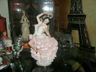 German Dresden Porcelain Lace Spanish Lady Flaminco Dancer Figurine 