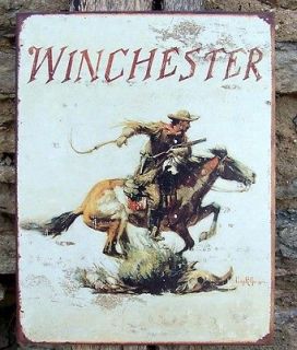 Antique Style Winchester Rifles Retro Metal Sign Cowboy Man Cave Wall 