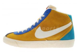 Nike Bruin Mid PRM VNTG NRG Vintage Gold Blue Suede Mens Casual Shoes 