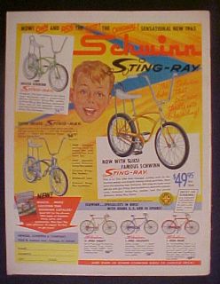 1965 Schwinn Bicycles Super Deluxe Sting~Ray 3~Speed Racer Varsity 