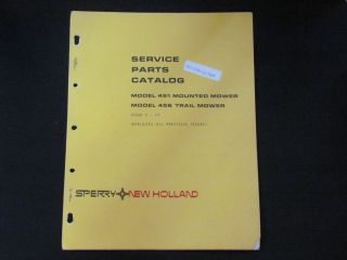 NEW HOLLAND MODEL451 MOUNTED MOWER&MODEL456 TRAIL MOWER SERVICE PARTS 