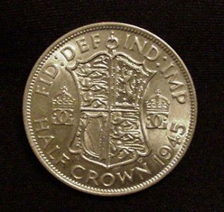 1945 Great Britain England British silver Half Crown coin AU +