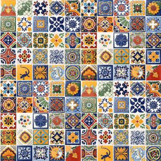 25 Mexican Folk Art Tile Handmade Talavera # 484 █ SALE