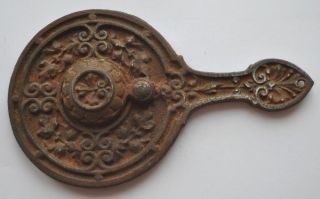 18th Century Russia Relic Ornated Larger Sized Iron Detail Hand Mirror 