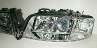 2002 2004 Audi A6 C5 Headlight Projectors Set New Pair Chrome Clear L 