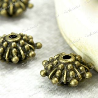 60pcs Wholesale Vintage Antique Brass Flowers Beads 12x12 Fit Bracelet 