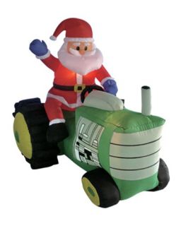 Foot Long Christmas Inflatable Santa Claus Driving Tractor Yard D 