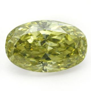   Certified Fancy Greenish Yellow Loose Natural Chameleon Diamond Oval
