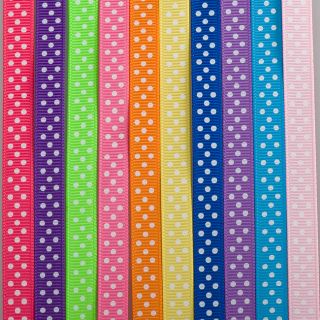 50yds 5 8 Mixed 10 Style Dot Cute New Hairbow Grosgrain Ribbon Lot 50 