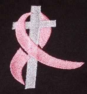 Breast Cancer Ribbon with Cross T Shirt Sizes to 4XL