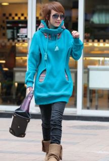 New Ladylike Pure Color Fluffly Women Thicken Long Sleeve Hoodies 