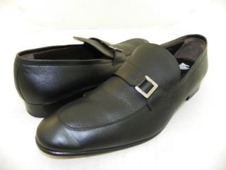 Testoni Basic Black Leather Mens Slip Ons Loafers SZ US 12 $475