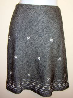 NWOT Ann Taylor Loft Petites Sweet Gray & White Floral Wool Skirt Size 