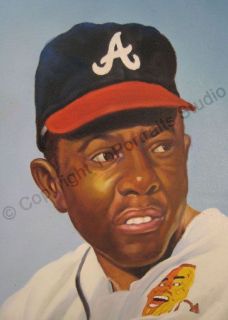 Hank Aaron Atlanta Braves MLB Canvas Card MLB Painting