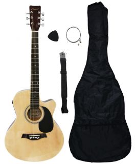 NEW ADULT Crescent NATURAL Electric Acoustic Guitar+Accessories