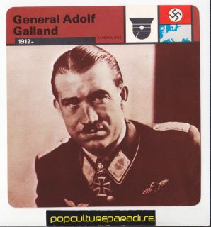 General Adolf Galland Luftwaffe Commander WW2 War Card