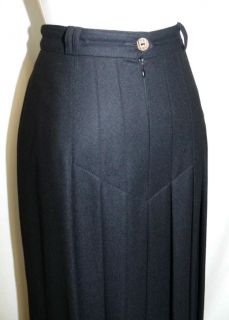 Admont Black Wool German Pleated Straight Skirt 36 8 S