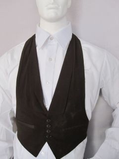 Mens Brown Backless Vintage Vest After Six Small 34 41 4 Button Made 
