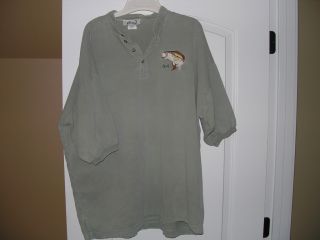 Al Agnew Henley Style Short Sleeve Bass Fishing Shirt XL, Embroidered 