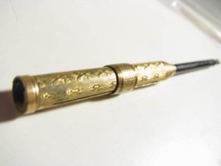 Antique Gold Aiken Lambert 3 Retractable Dip Fountain Pen Extras Rare 