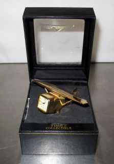 Timex Mini Clock Airplane Gold Tone New in Box