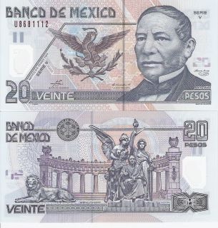 Mexico 20 Pesos Banknote World Money Currency Note Central America 