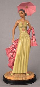 African American Figurine Shades Africa Pink Umbrella