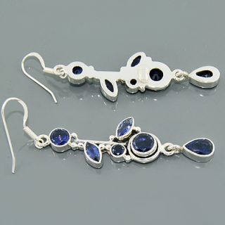 Gemstone Iolite 925 Sterling Silver Chandelier Dangle Earrings Jewelry 