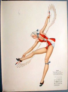 1941 Alberto Vargas Fourth of July Pinup Art Beauty WOW
