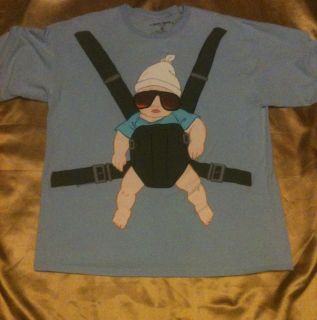 ALAN The Hangover Baby Wearing Sunglasses Blue T Shirt Iron On XL 