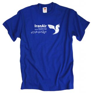   cotton aviation logo t shirt white on royal blue iran air is the
