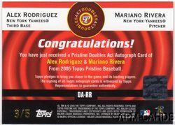 Alex Rodriguez Mariano Rivera 2005 Topps Pristine Act MVP Yankees 
