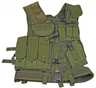 Airsoft Mesh Tactical Vest with 7 Pockets and gun holster ACU Digital 