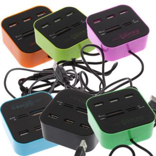All in One Multi Card Reader with 3 Ports USB 2 0 Hub Combo for SD MMC 