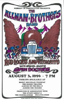 Allman Brothers Original Concert Poster Red Rocks 1996