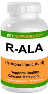 Bottle R ALA Alpha Lipoic Acid 200mg 90 capsules KRK SUPPLEMENTS