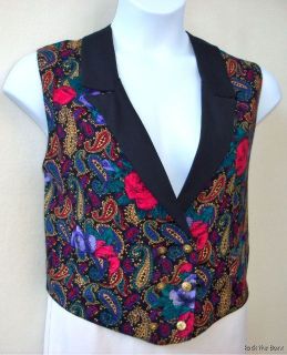 Jon Albert Large Rayon Floral Paisley Collared V Neck Double Button 