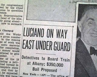 Gangster Charles Lucky Luciano Arrested 1936 Newspaper