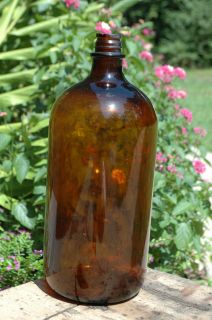 Vintage Gallon Size Amber Brown Color Bottle 14 Tall