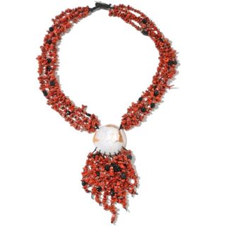 Best Selling  Amedeo NYC Onyx Coral Cornelian Cameo 26 1 2 Necklace