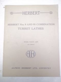 Alfred Herbert 9 9S Turret Lathe Parts List Manual