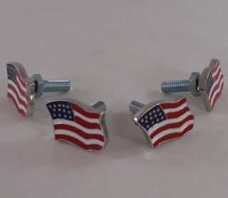   Motorcycle License Plate Tag Frame & American Flag Lic Fastener Bolts