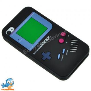 Black Game Boy Style Silicone Case Cover Skin for iPhone 4 and 4S 4GS 