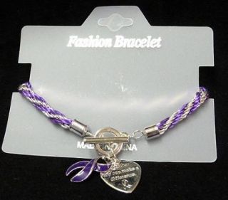 Purple Alzheimers Disease Awareness Braid Bracelet New