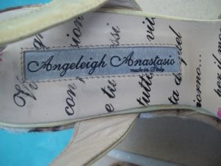ANGELEIGH ANASTASIO CALF HAIR/ leather 5 cork wedge platform sandals 