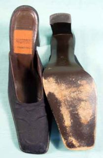 GOFFREDO FANTINI BLACK FABRIC MULES with STITCHWORK Womens Shoes 8