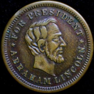 1860 Abraham Lincoln and Andrew Johnson Election Token Presidential 